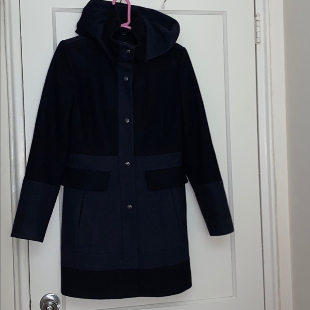Guess black & gray hooded pea coat size: M